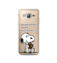 Snoopy Tasarımlı Süper Şeffaf Silikon Telefon Kılıfı Samsung J3 (2016)