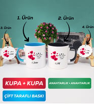 İkili Mavi Siyah Sevgililer Günü Hediyesi Kupa Bardak Anahtarlık