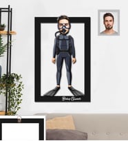 Kişiye Özel Dalgıç Karikatürlü 3D Ahşap Tablo 30x47  Bay-1