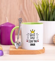 Best Dad Ahşap Altlıklı Yeşil Kupa Bardak