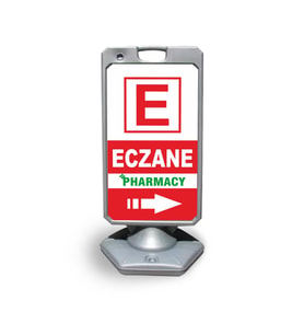 Eczane Pharmacy  Reklam ve Yönlendirme Uyari Dubasi A Tabela Gri