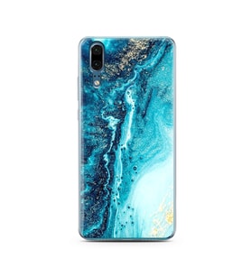 Mavi Kumsal Tasarımlı Süper Şeffaf Silikon Telefon Kılıfı Huawei P20   