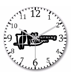 Mourning Widows  Logo  Duvar Saati Bombeli Gercek Cam