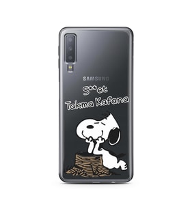 Snoopy Tasarımlı Süper Şeffaf Silikon Telefon Kılıfı Samsung A7 (2018)