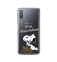 Snoopy Tasarımlı Süper Şeffaf Silikon Telefon Kılıfı Samsung A7 (2018)