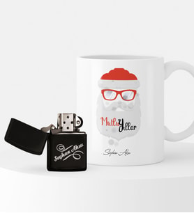 BK Gift Kişiye Özel Yılbaşı Noel Baba Temalı Çakmak ve Kupa Seti - 2