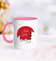 BK Gift Kişiye Özel Yılbaşı Mutlu Yıllar Pembe Kupa ve Kar Tanesi Kolye-1 (Model 1)