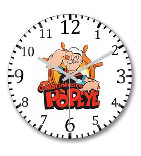 Popeye Temel Reis Duvar Saati Bombeli Gercek Cam