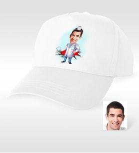BK Gift Kişiye Özel Bay Diş Hekimi Karikatür Beyaz Şapka  3