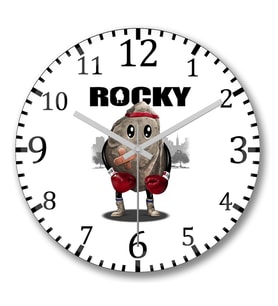 Rocky Boks Duvar Saati Bombeli Gercek Cam