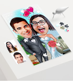 BK Gift Kişiye Özel Evleniyoruz Karikatür 240 Parça A3 Puzzle  1
