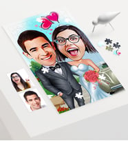 BK Gift Kişiye Özel Evleniyoruz Karikatür 240 Parça A3 Puzzle  1