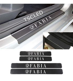 Skoda Fabia Karbon Kapı Eşiği Koruma Sticker Yapıştırma (4 Adet)