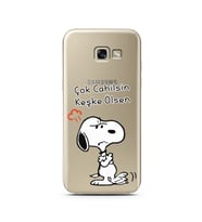Snoopy Tasarımlı Süper Şeffaf Silikon Telefon Kılıfı Samsung A5 (2017)