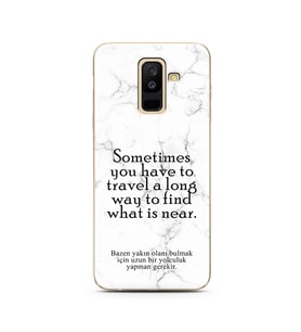 Samsung A6 Plus Beyaz Mermer Söz Tasarımlı Telefon Kılıfı