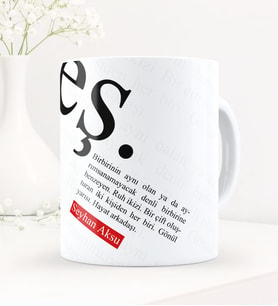 BK Gift Kişiye Özel Eş Temalı Beyaz Kupa Bardak