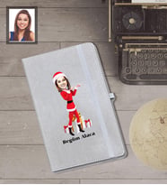 Kişiye Özel Yılbaşı Bayan Karikatürlü Gri Defter Model-6