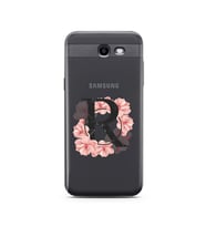 Pembe Çiçekli Harf Tasarım Süper Şeffaf Silikon Telefon Kılıfı Samsung J3 Prime 