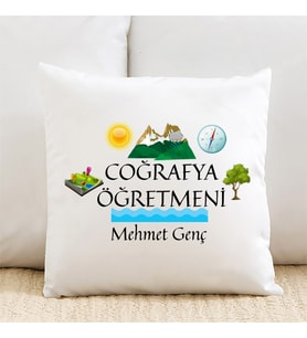Coğrafya Öğretmenine Özel İsimli Yastık