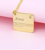 925 Ayar Gümüş Altın Kaplama Kişiye Özel Anne Sözlük Kolye