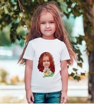 BK Gift Kişiye Özel Kız Çocuk Karikatürlü Beyaz T-Shirt-12 (Beyaz)