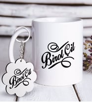 BK Gift Kişiye Özel İsimli Beyaz Kupa ve Anahtarlık Hediye Seti-5 (Model 1)