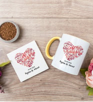 Love Tasarım Hediyelik Sarı Kupa Bardak Ve Bardak Altlığı Seti