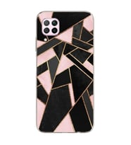 Pembe Geometri Tasarımlı Süper Şeffaf Silikon Telefon Kılıfı Huawei P40 Lite