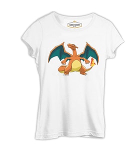 Pokemon - Charizard Beyaz Kadın Tshirt
