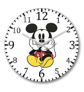 Mickey Duvar Saati Bombeli Gercek Cam