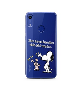 Snoopy Tasarımlı Süper Şeffaf Silikon Telefon Kılıfı Huawei Honor 8A 