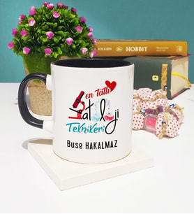 Mesajlı Patoloji Teknikeri Tasarımlı Kişiye Özel Patoloji Teknikeri Kupa Bardak Siyah