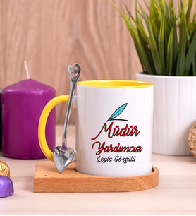 Müdür Yardımcısı Ahşap Altlıklı Sarı Kupa Bardak