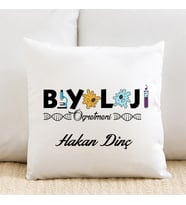 Biyoloji Öğretmenine Özel İsimli Yastık