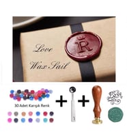 Retro Mektup Mühürü Damga Love + 30 Adet Mühür Mumu + Eritme Kaşığı