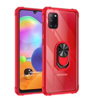 Microsonic Samsung Galaxy A31 Kılıf Grande Clear Ring Holder Kırmızı