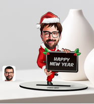 BK Gift Kişiye Özel Yılbaşı Temalı Bay Karikatürlü Ahşap Biblo - 1