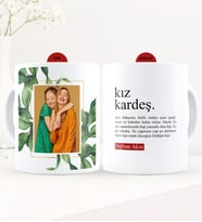 BK Gift Kişiye Özel Fotoğraflı Kız Kardeş Anlamı Beyaz Kupa Bardak - 1