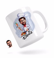 BK Gift Kişiye Özel Erkek Chef Karikatürlü Beyaz Kupa Bardak-1