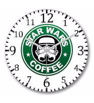 Star Wars Coffee Duvar Saati Bombeli Gercek Cam