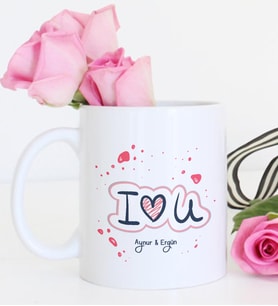 BK Gift Kişiye Özel Beyaz Kupa Bardak Sevgililer Günü Temalı 11