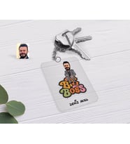 BK Gift Kişiye Özel Erkek Big Boss Karikatürlü Şeffaf Pleksi Anahtarlık-3 (Beyaz)