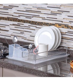 Geseus Home Tek Katlı Tabaklık Bulaşıklık Krom Şeffaf KB006