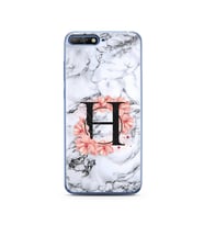Mermer Çiçekli Harf Tasarım Süper Şeffaf Silikon Telefon Kılıfı Huawei Y6 2018 H