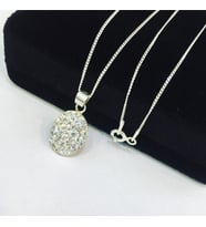 GÜMÜŞ SWAROVSKİ TAŞLI OVAL MİNİK KOLYE 