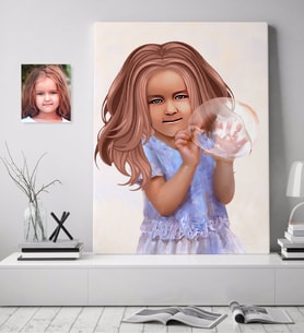 BK Gift Kişiye Özel Kız Çocuk İllüstrasyon Tasarımlı Kanvas Tablo 70x100cm-2