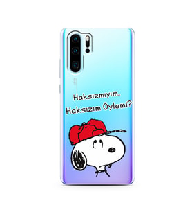 Snoopy Tasarımlı Süper Şeffaf Silikon Telefon Kılıfı Huawei P30 Pro
