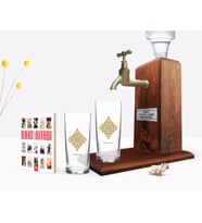 BK Gift Kişiye Özel Renkli Baskılı İsimli İkili Rakı Bardağı Ahşap Rakı Standı ve Cep Kitabı Hediye Seti-109 (Model 1)