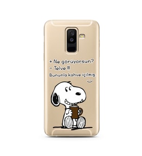 Snoopy Tasarımlı Süper Şeffaf Silikon Telefon Kılıfı Samsung A6 Plus