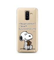 Snoopy Tasarımlı Süper Şeffaf Silikon Telefon Kılıfı Samsung A6 Plus